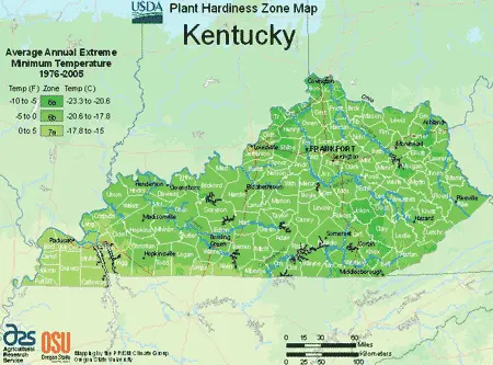 Kentucky USDA Planting Growing Zones