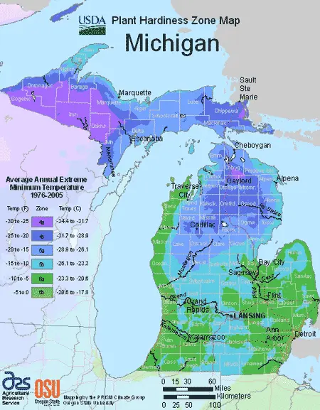 Michigan USDA Growing Planting Zones